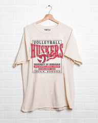 Nebraska Huskers Volleyball Stars Off White Thrifted Tee