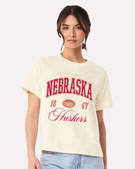 Nebraska Huskers Wave Arch Vintage White Ellie Perfect Tee