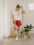 NU Nebraska Huskers Quilted Puff Ink Off White Tank