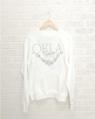 OKLA Swag White Thrifted Sweatshirt