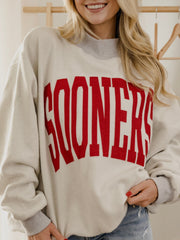 Oklahoma Sooners Tall Boy Gray Mock Neck Reversible Sweatshirt