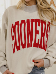 Oklahoma Sooners Tall Boy Gray Mock Neck Reversible Sweatshirt