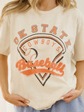 OSU Cowboys Baseball Home Base Off White Thrifted Tee
