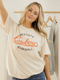 OSU Cowboys Baseball Stencil Off White Thrifted Tee