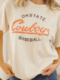 OSU Cowboys Baseball Stencil Off White Thrifted Tee