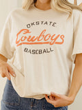 OSU Cowboys Baseball Stencil Off White Thrifted Tee