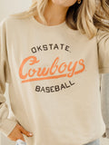 OSU Cowboys Baseball Stencil Sand Thrifted Sweatshirt