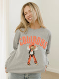 OSU Cowboys Cartoon Mascot Puff Ink Gray Thrifted Sweatshirt