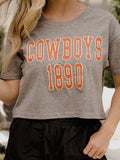 OSU Cowboys College Block Puff Ink Gray Cropped Tee