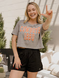 OSU Cowboys College Block Puff Ink Gray Cropped Tee