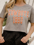 OSU Cowboys College Block Puff Ink Gray Cropped Tee