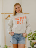 OSU Cowboys College Block Puff Ink Gray Mock Neck Hi-Dive Sweatshirt