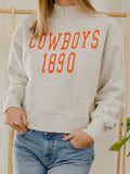 OSU Cowboys College Block Puff Ink Gray Mock Neck Hi-Dive Sweatshirt