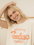 OSU Cowboys Football Stencil Off White Tank