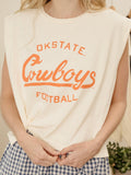 OSU Cowboys Football Stencil Off White Tank