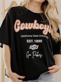 OSU Cowboys Letterman Black Thrifted Tee