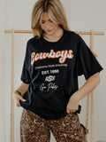OSU Cowboys Letterman Black Thrifted Tee