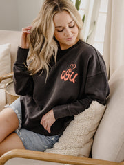 OSU Cowboys Lyric Puff Ink Black Hi-Dive Oversized Crew Sweatshirt
