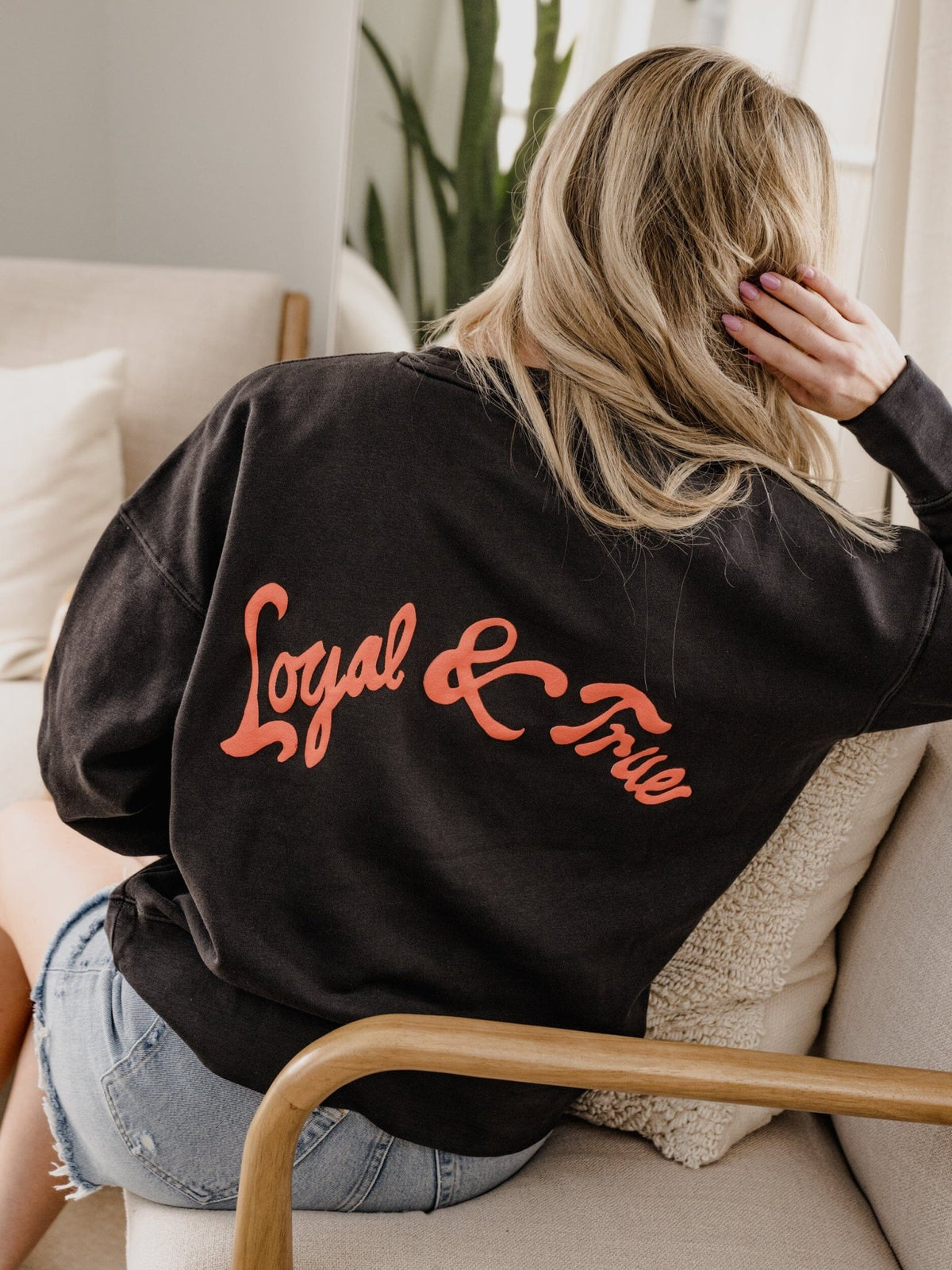 OSU Cowboys Lyric Puff Ink Black Hi-Dive Oversized Crew Sweatshirt