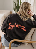 OSU Cowboys Lyric Puff Ink Black Hi-Dive Oversized Crew Sweatshirt