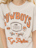 OSU Cowboys Patches 25 Ash Gray Thrifted Tee