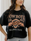 OSU Cowboys Pep Rally Black Thrifted Tee