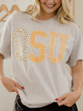 OSU Cowboys Quilted Puff Ink Ash Gray Thrifted Tee