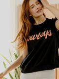 OSU Cowboys Script Black Sleeveless Sweatshirt - NOT AVAILABLE FOR WHOLESALE PURCHASE