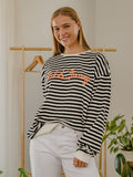 OSU Cowboys Simple Script Black/White Stripe Hi Dive Sweatshirt