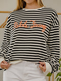 OSU Cowboys Simple Script Black/White Stripe Hi Dive Sweatshirt