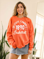 OSU Cowboys Trademark Basketball Orange Thrifted Sweatshirt