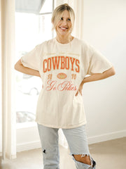 OSU Cowboys Wave Arch Off White Thrifted Tee