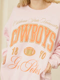 OSU Cowboys Wave Arch Pink Thrifted Sweatshirt