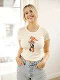 OSU Mascot Flag Off White Micro Cropped Tee