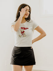 OU Mascot Flag Off White Micro Cropped Tee