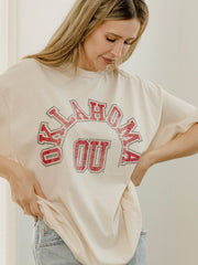 OU Mega Arch Off White Thrifted Tee