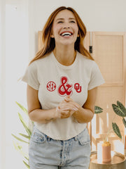 OU SEC Ampersand Off White Micro Cropped Tee