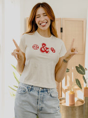 OU SEC Ampersand Off White Micro Cropped Tee