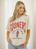 OU Sooners Basketball Athletics Off White Thrifted Tee