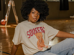 OU Sooners Basketball Bear Off White Thrifted Tee