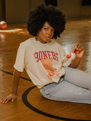 OU Sooners Basketball Bear Off White Thrifted Tee