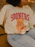 OU Sooners Basketball Bear Off White Thrifted Tee