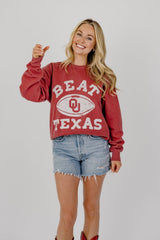 OU Sooners Beat Texas Football Crimson Sweatshirt
