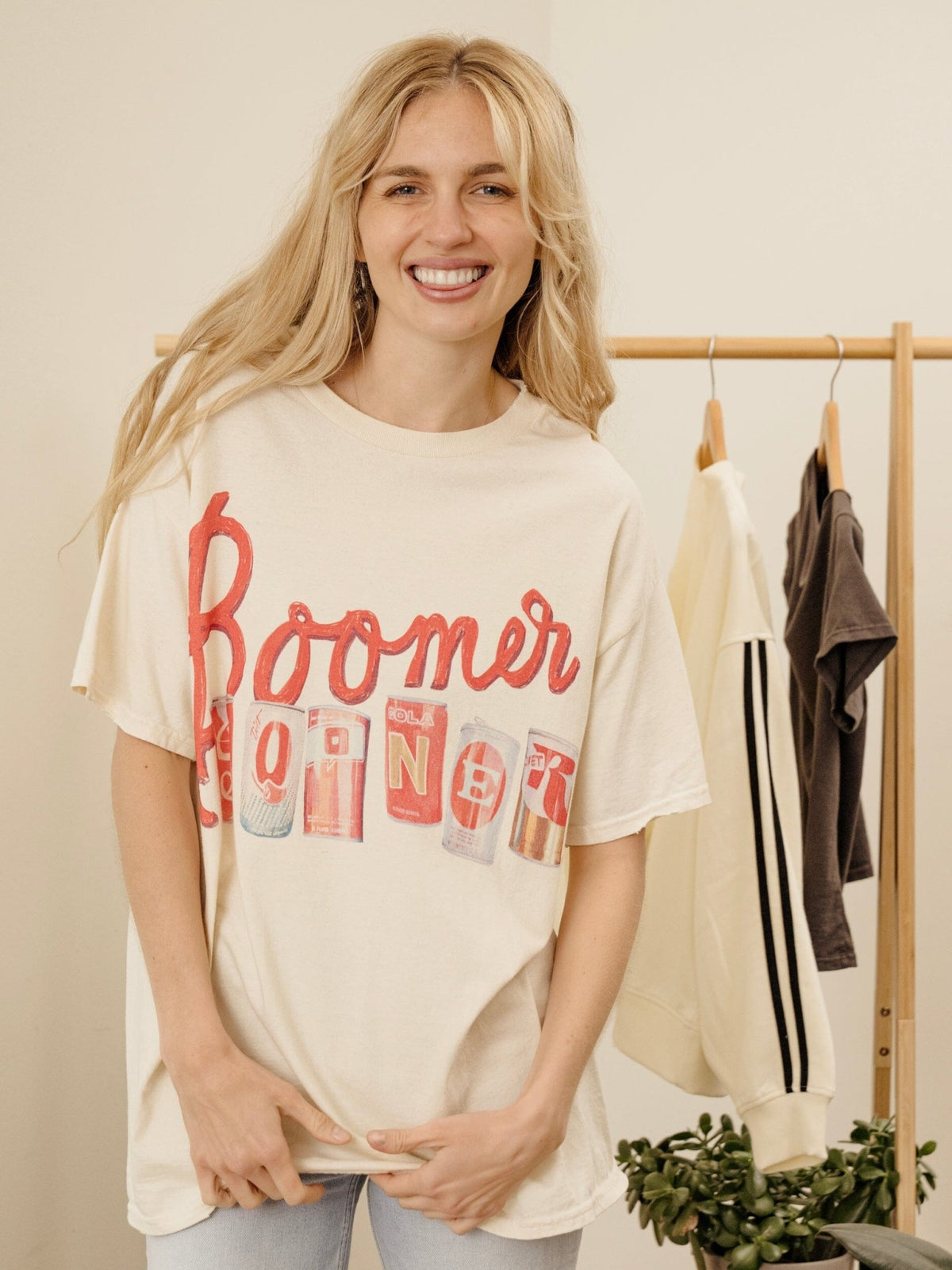 OU Sooners Cans Off White Thrifted Tee