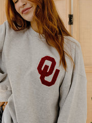 OU Sooners Chenille Patch Ash Gray Sweatshirt