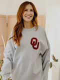 OU Sooners Chenille Patch Ash Gray Sweatshirt