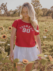 OU Sooners College Arch Red Off Shoulder Tee