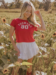 OU Sooners College Arch Red Off Shoulder Tee