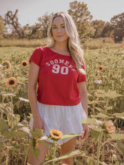 OU Sooners College Arch Red Off Shoulder Tee
