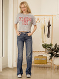 OU Sooners College Block Puff Ink Gray Cropped Tee